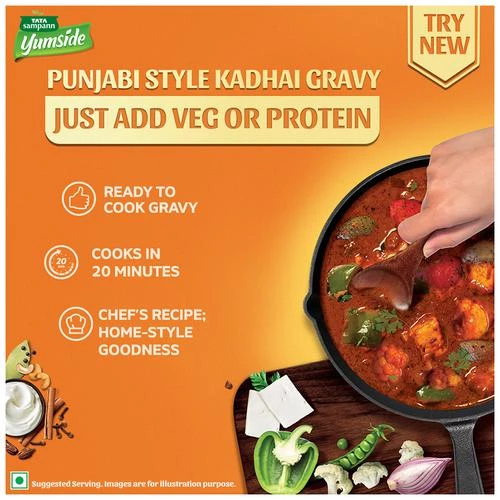 Tata Sampann Yumside Punjabi Style Kadhai Gravy - Ready To Cook, 180 g-5.webp